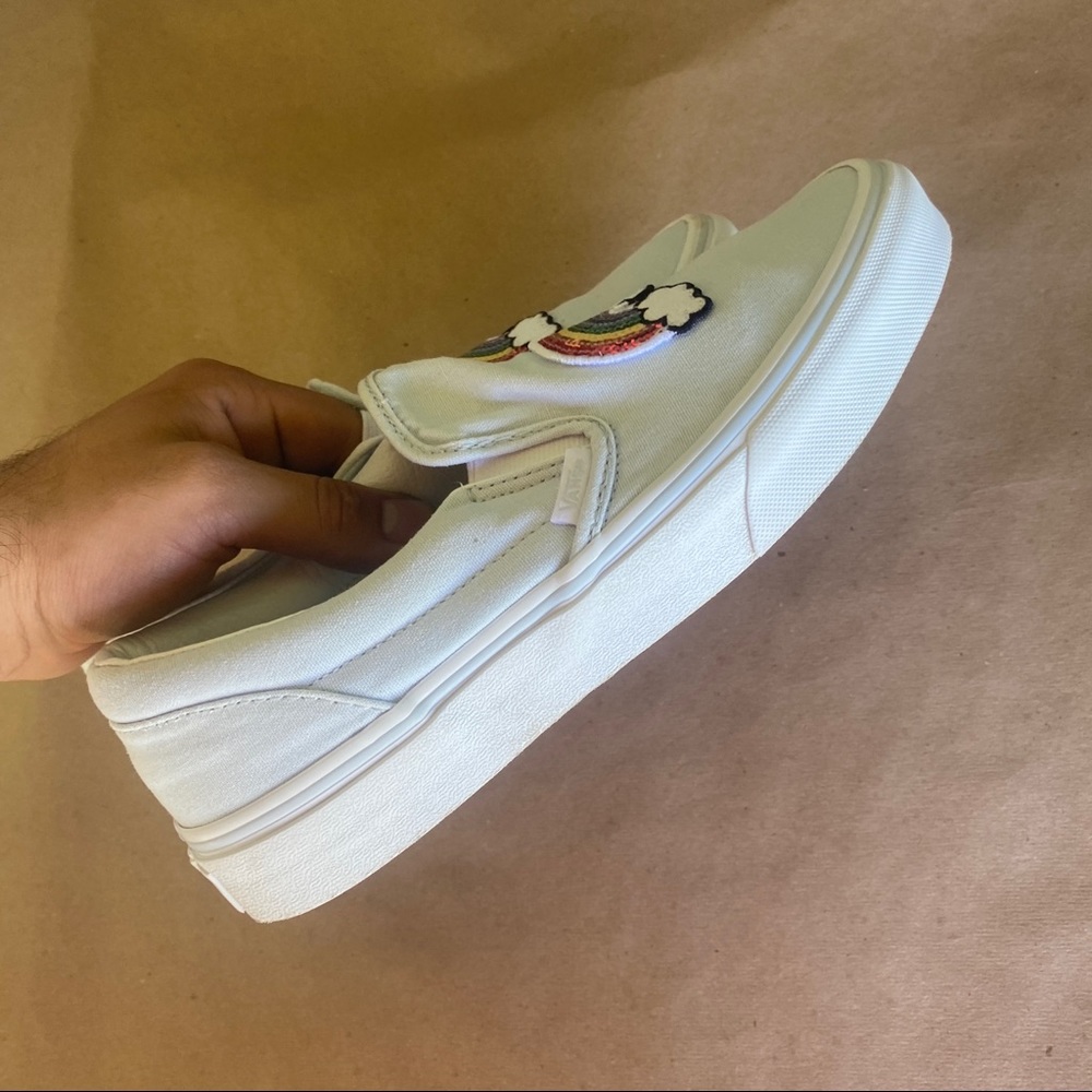Womens Rainbow Easy Slip On Vans Low Tops - Picture 6 of 8
